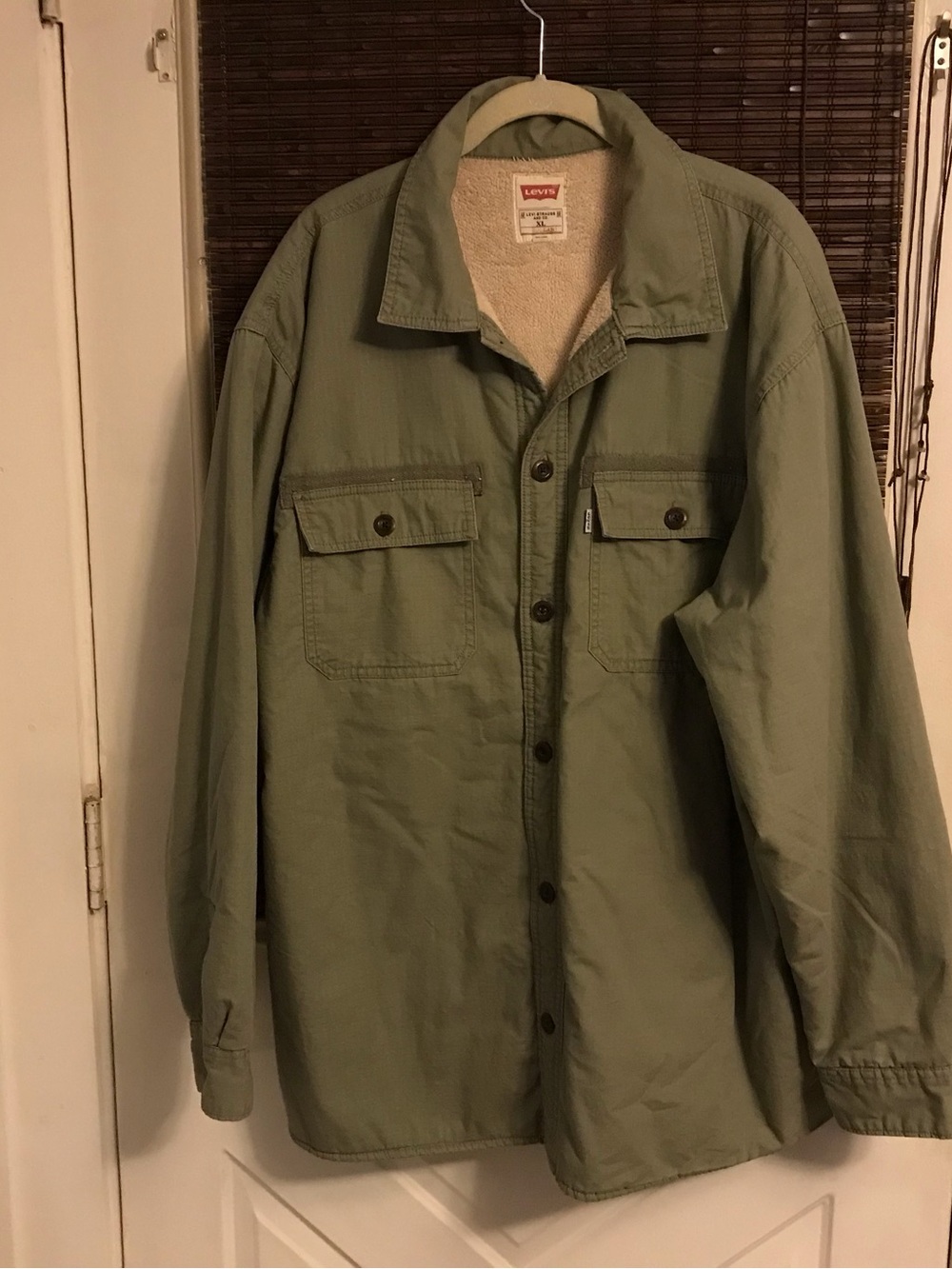 Levi's Men's Olive Green Sherpa-Lined Shirt Jacket